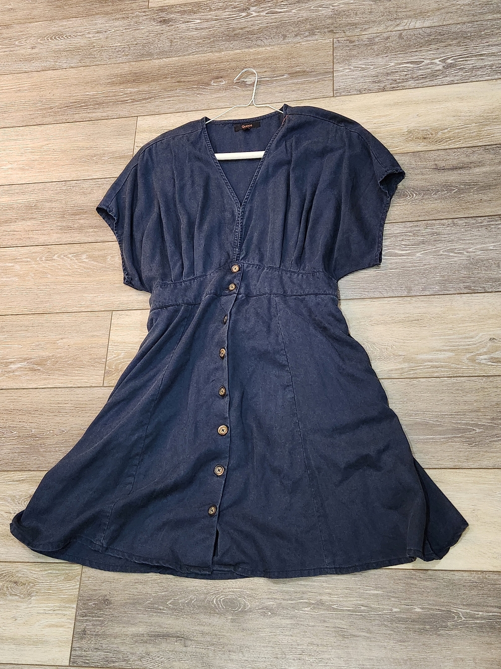 Quince Vintage Wash Tencel Button Front Dress Midnight Blue Large - Picture 3 of 8